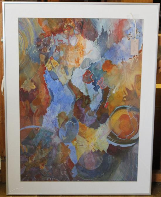 Paul Martin, Irises, oil, 24 x 30in & Labryinth II/October..., a 20C watercolour
